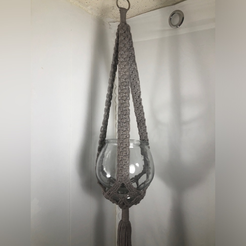 - Grey Macrame Plant Hanger. For Larger Sized Pots. NEW